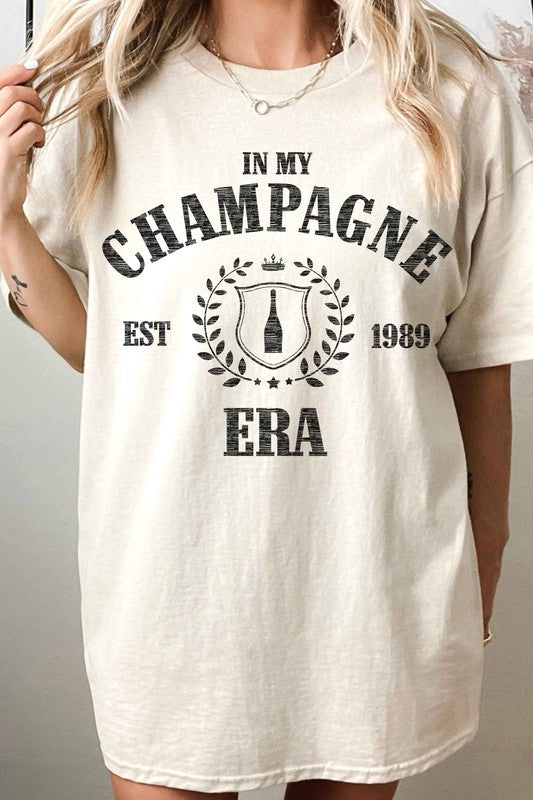 IN MY CHAMPAGNE ERA OVERSIZED GRAPHIC TEE