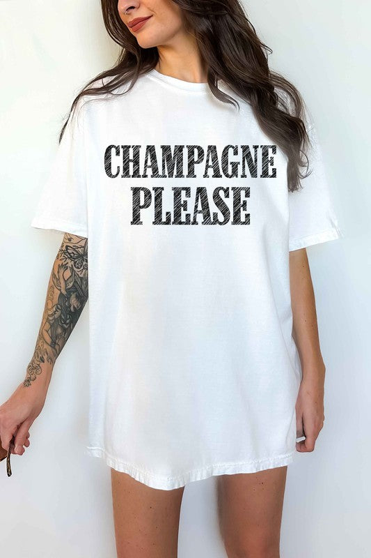 CHAMPAGNE PLEASE OVERSIZED TEE