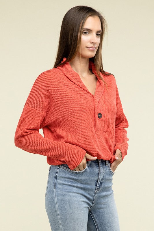 
                      
                        Textured Line Elastic Waist Pullover Top
                      
                    