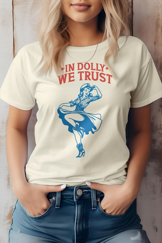 
                      
                        In Dolly We Trust, Retro Western Graphic Tee
                      
                    