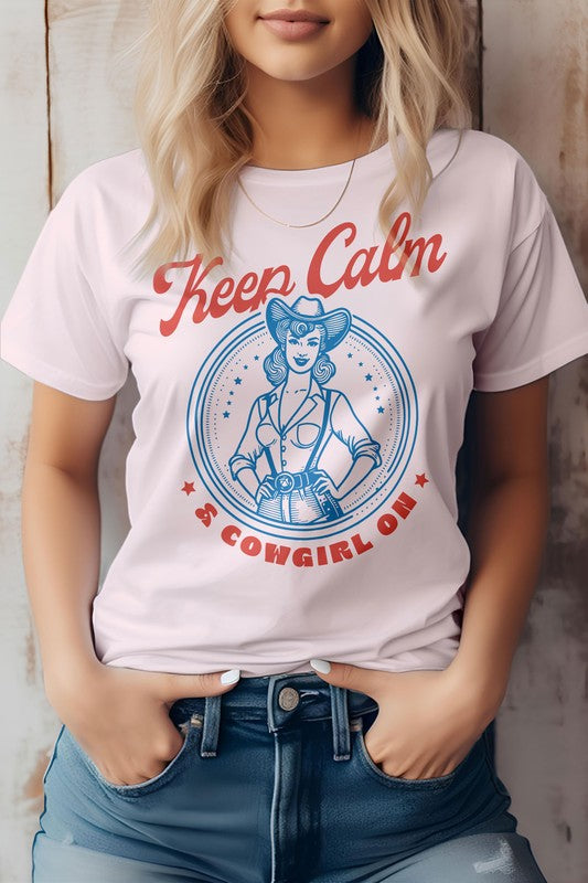 
                      
                        Keep Calm Cowgirl On Western Graphic Tee
                      
                    