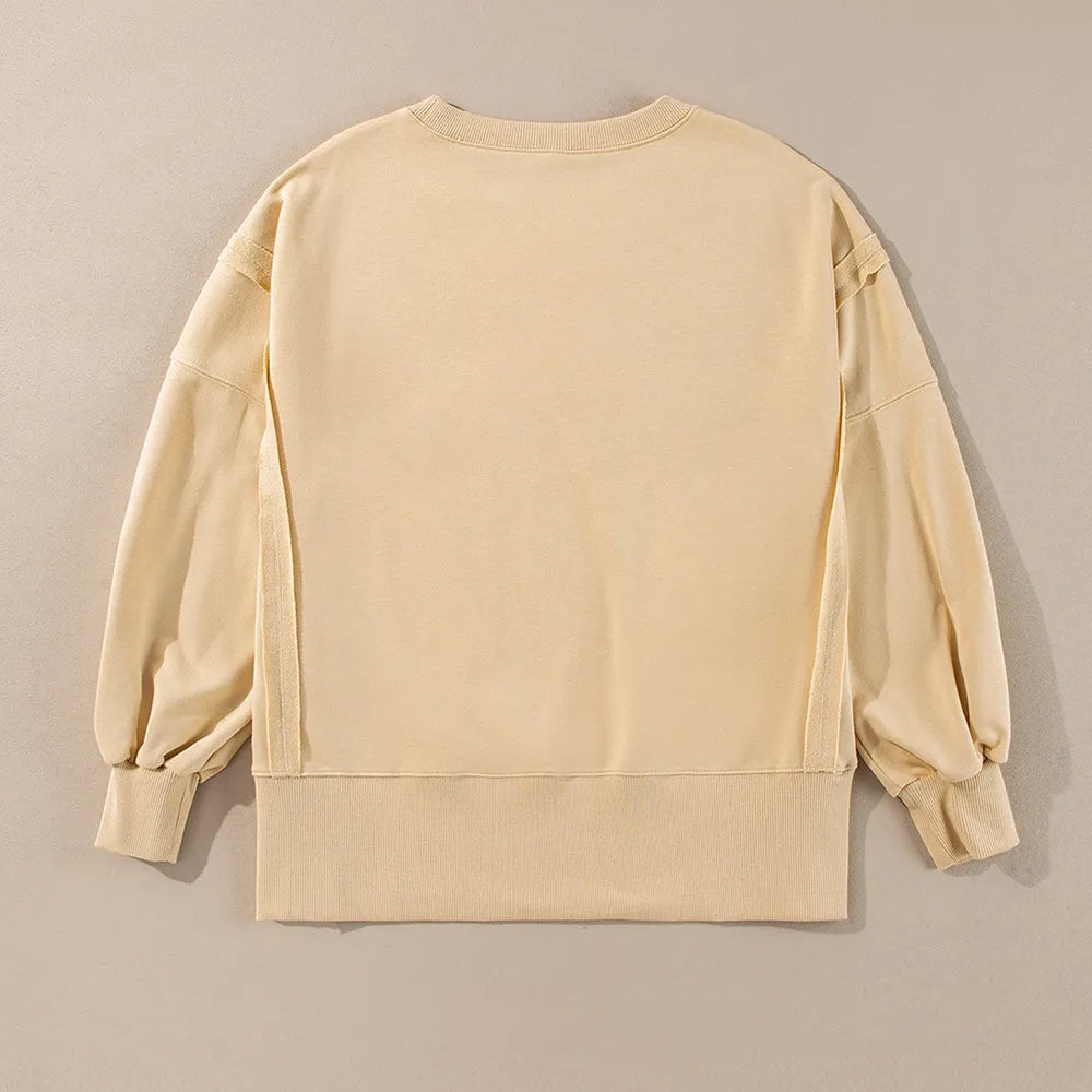 
                      
                        Exposed Seam Round Neck Long Sleeve Sweatshirt
                      
                    