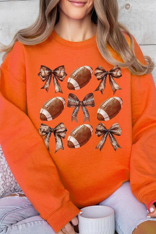 Coquette Football Bow Graphic Fleece Sweatshirts