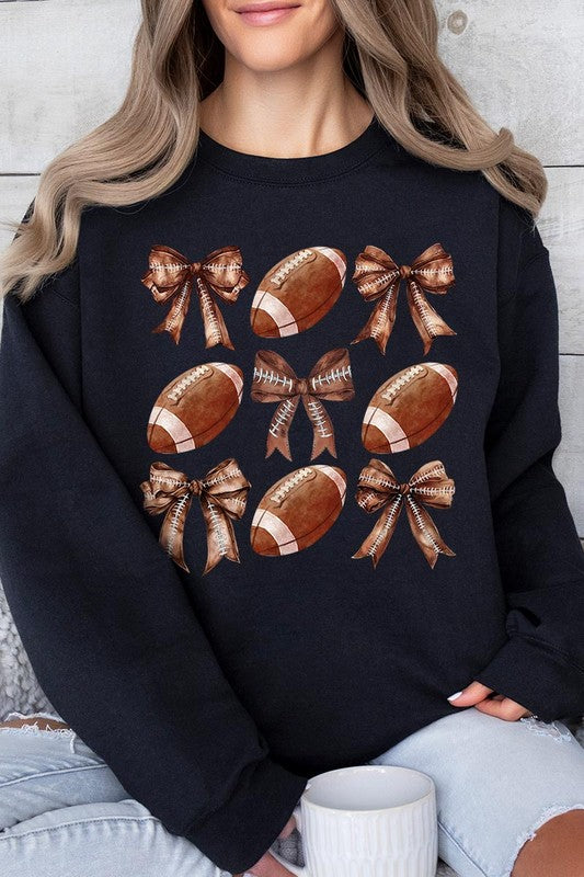 Coquette Football Bow Graphic Fleece Sweatshirts