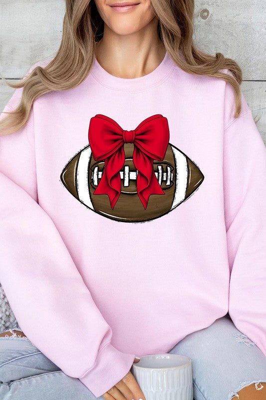 Red Bow Football Graphic Fleece Sweatshirts