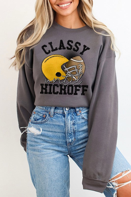 
                      
                        Fall Yellow Helmet Classy Until Kickoff Sweatshirt
                      
                    