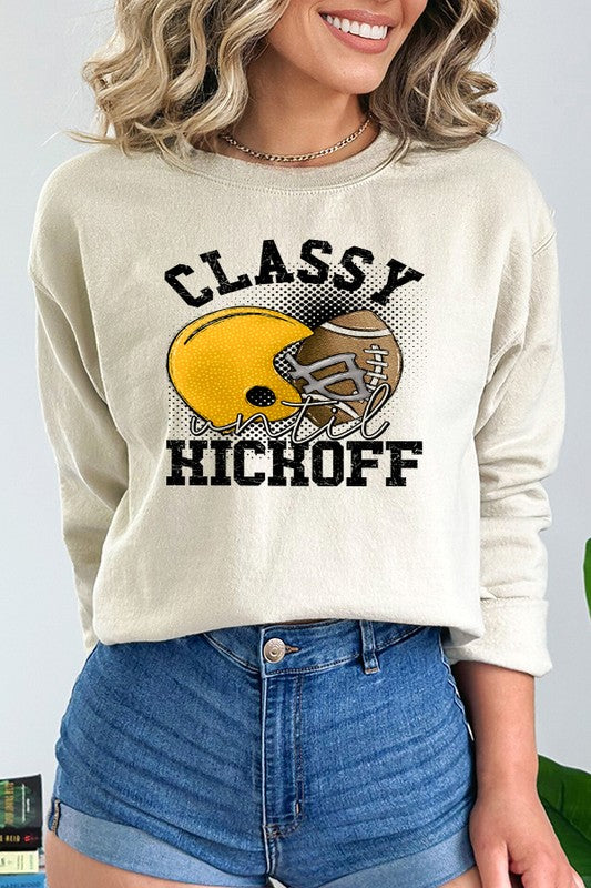 
                      
                        Fall Yellow Helmet Classy Until Kickoff Sweatshirt
                      
                    