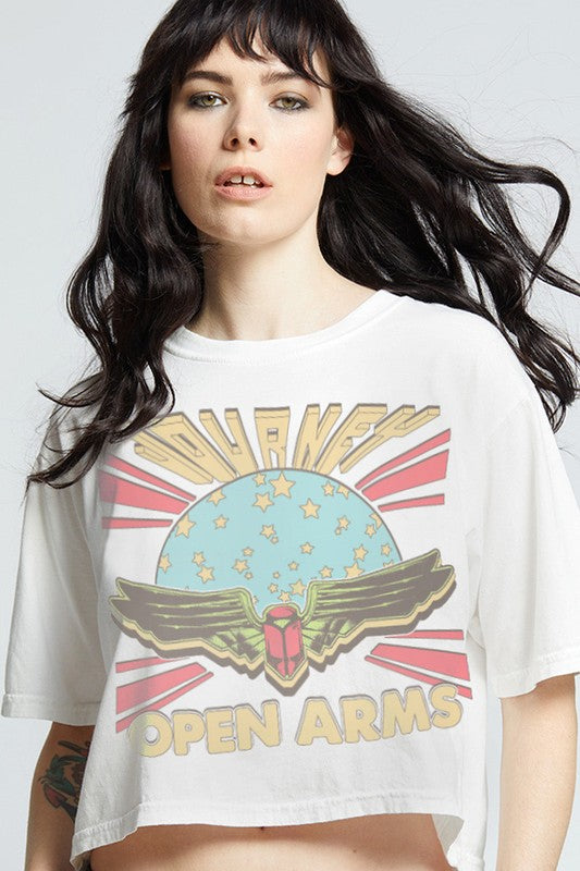 
                      
                        Journey Open Arms Crop Tee
                      
                    