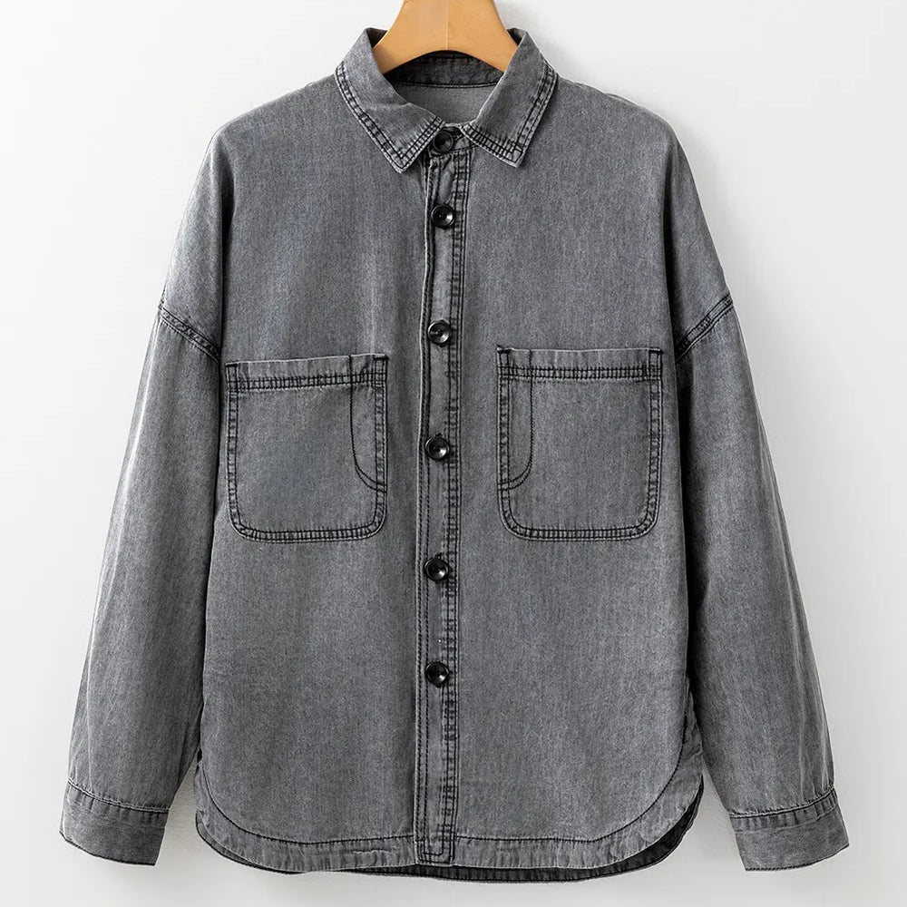 
                      
                        Button Up Long Sleeve Denim Jacket
                      
                    