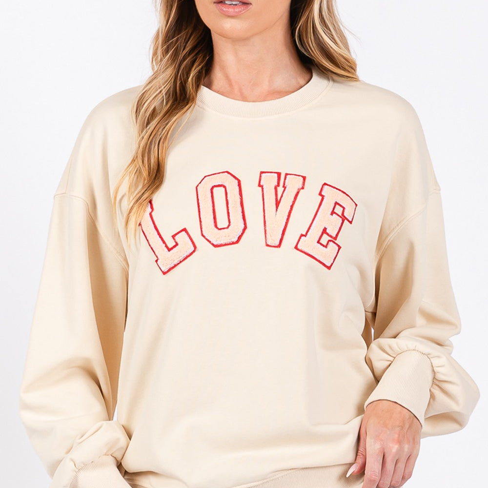 
                      
                        LOVE Path Applique Drop Shoulder Sweatshirt
                      
                    