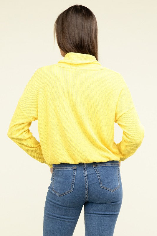 
                      
                        Textured Line Elastic Waist Pullover Top
                      
                    