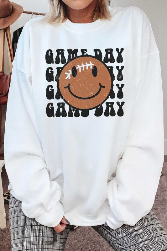 Game Day Happy Face Graphic Sweatshirt