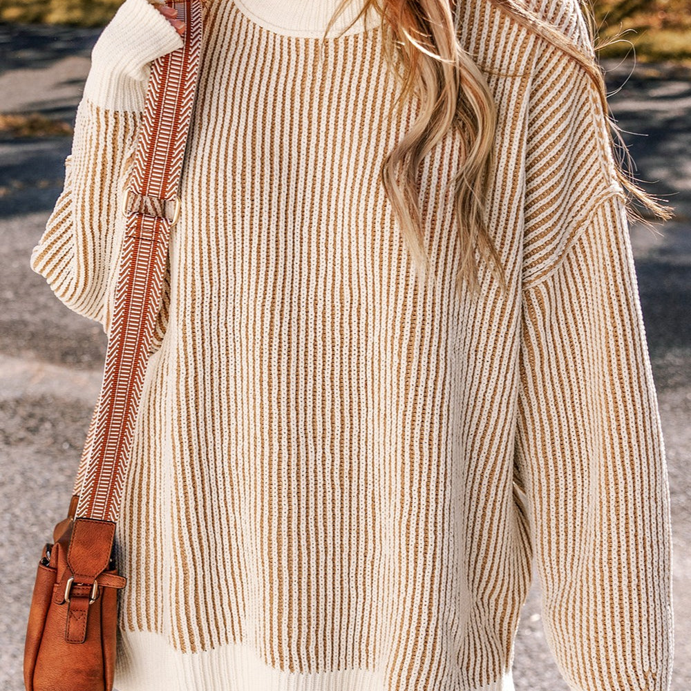 Round Neck Dropped Shoulder Sweater