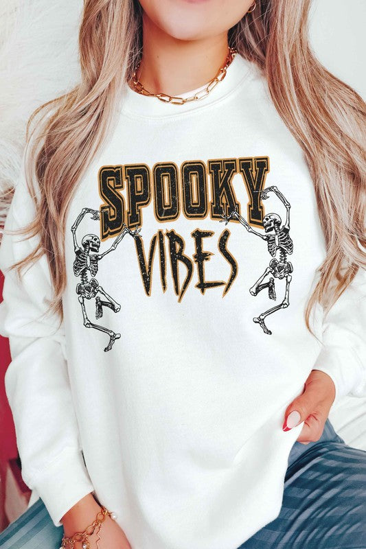 SPOOKY VIBES DANCING SKELETONS Graphic Sweatshirt