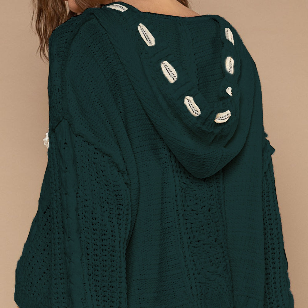 
                      
                        Cable Knit Hooded Chenille Sweater
                      
                    