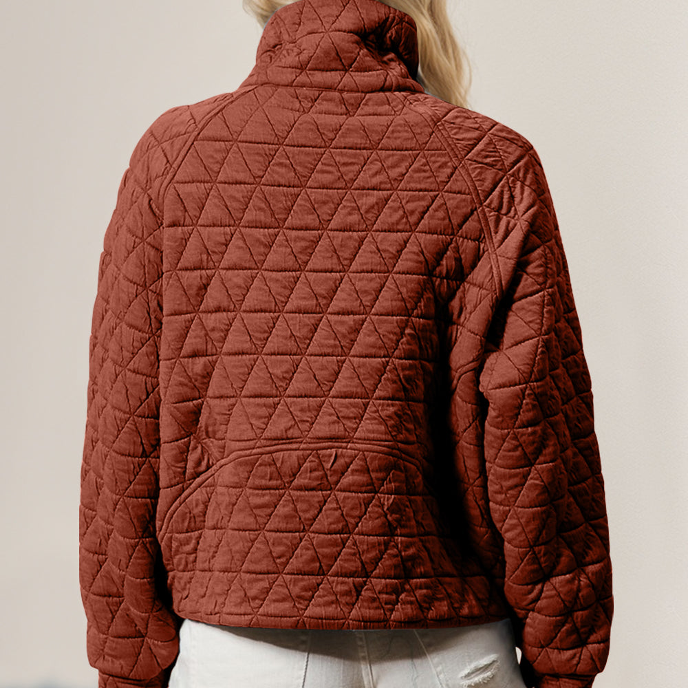 
                      
                        Half Zip Long Sleeve Quilted Sweatshirt with Pocket
                      
                    