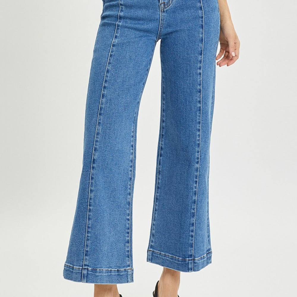 
                      
                        Risen High Rise Wide Leg Jeans
                      
                    