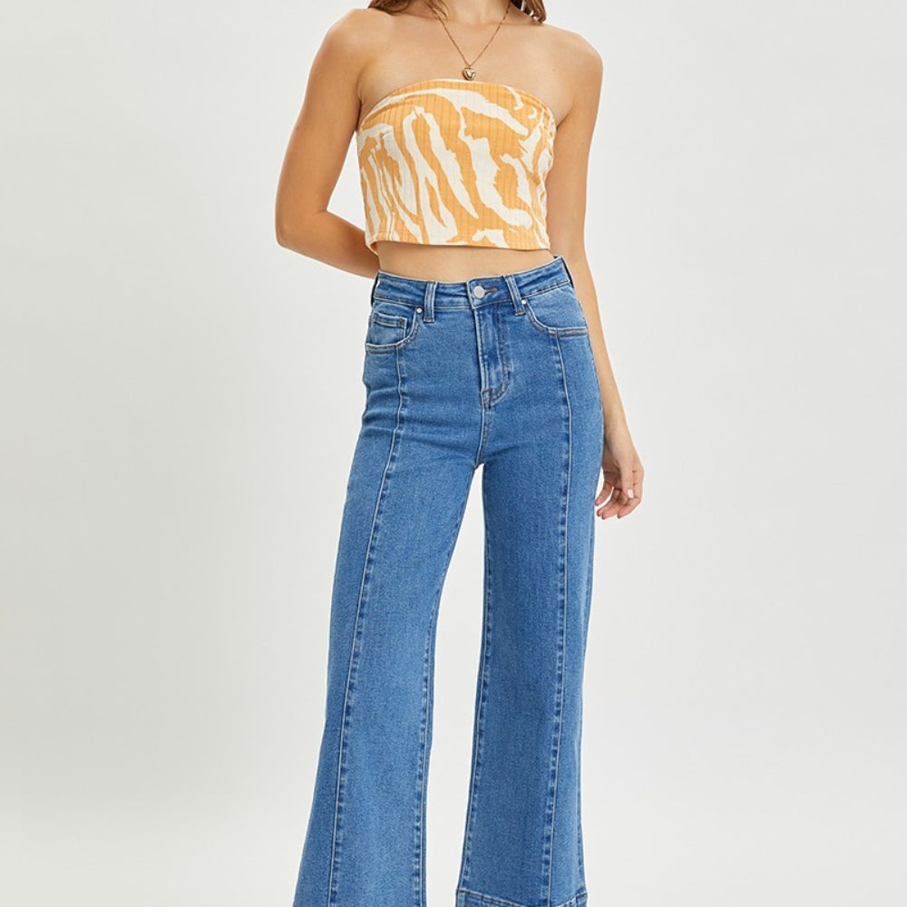 
                      
                        Risen High Rise Wide Leg Jeans
                      
                    