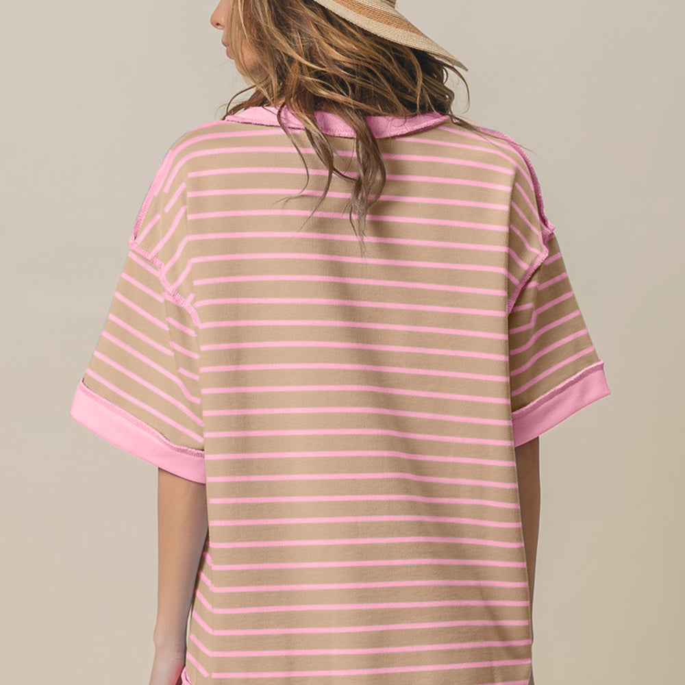 
                      
                        Exposed Seam Stripe Contrast T-Shirt
                      
                    