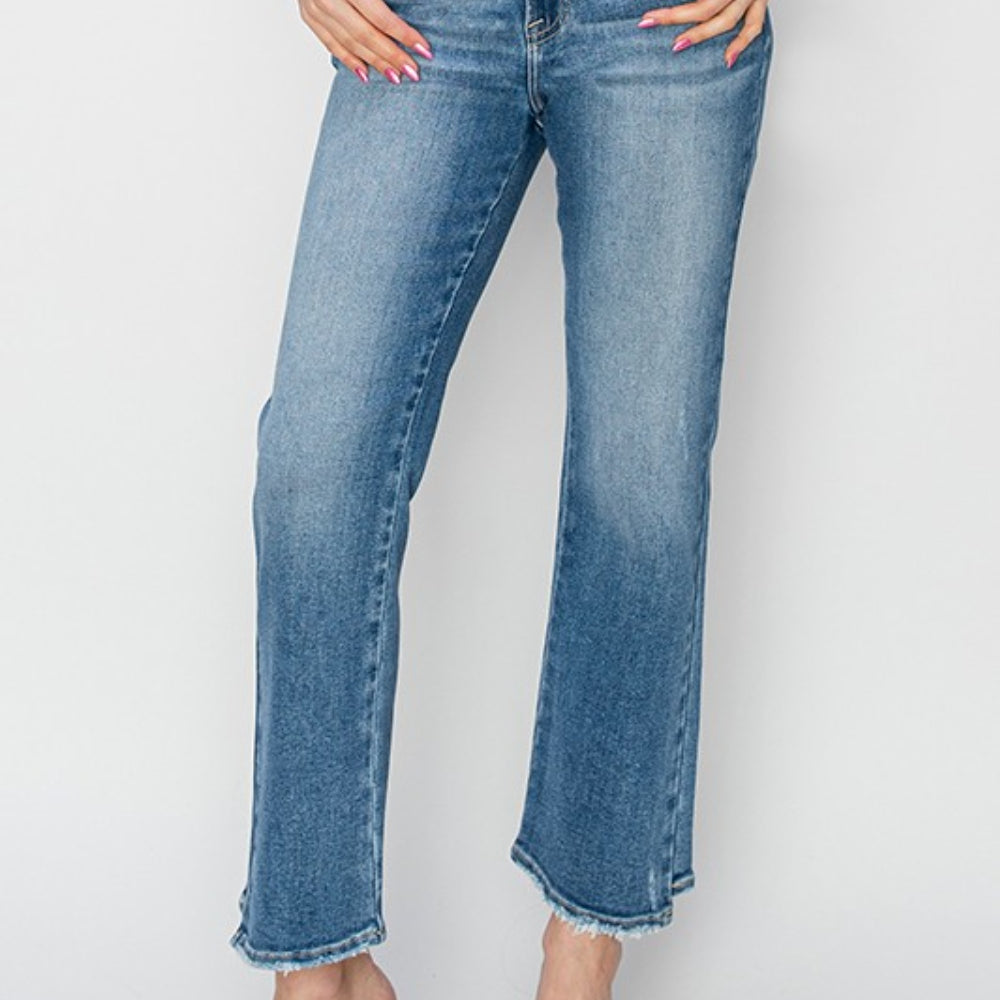 
                      
                        RISEN High Rise Slim Straight Jeans
                      
                    