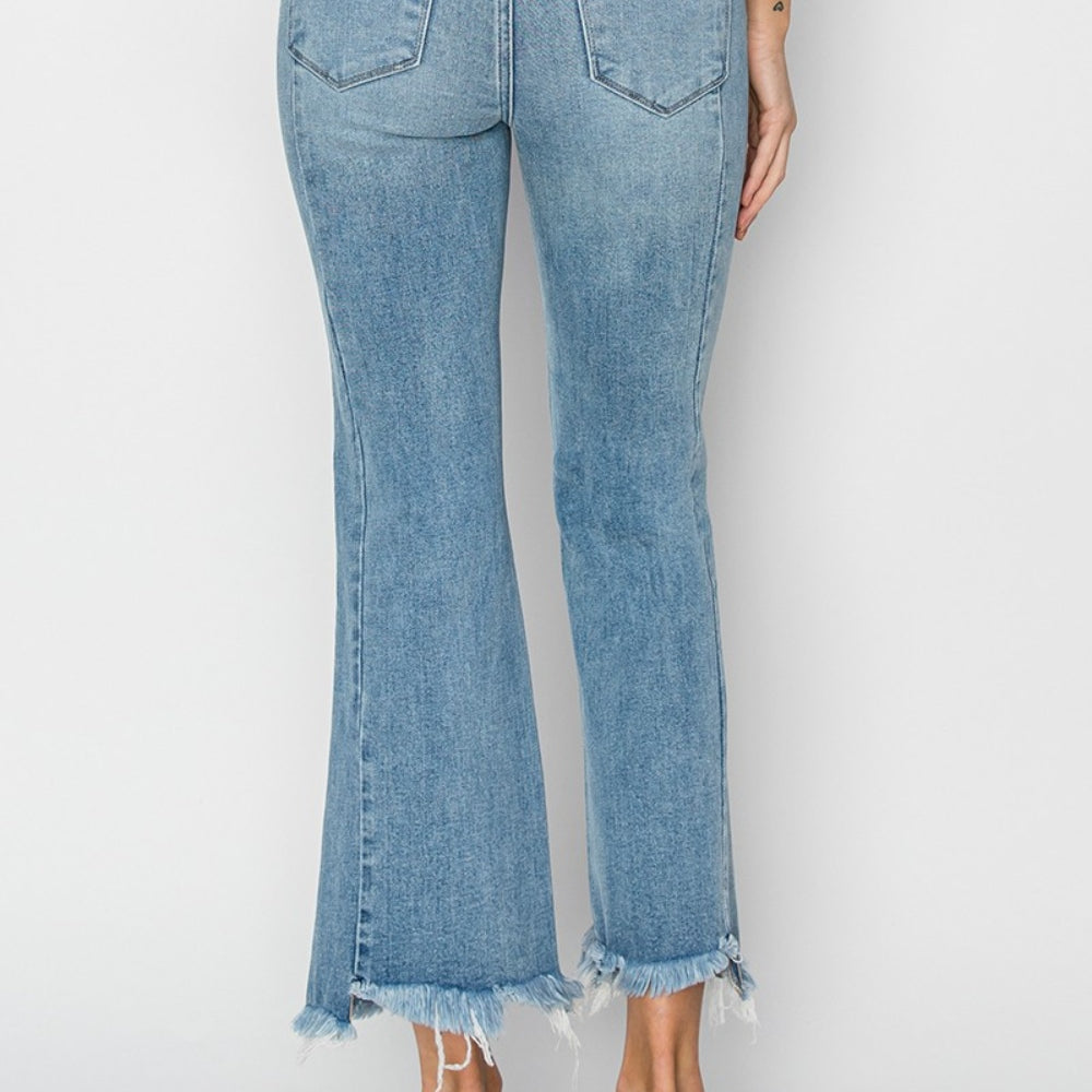 
                      
                        RISEN High Rise Frayed Hem Flare Jeans
                      
                    