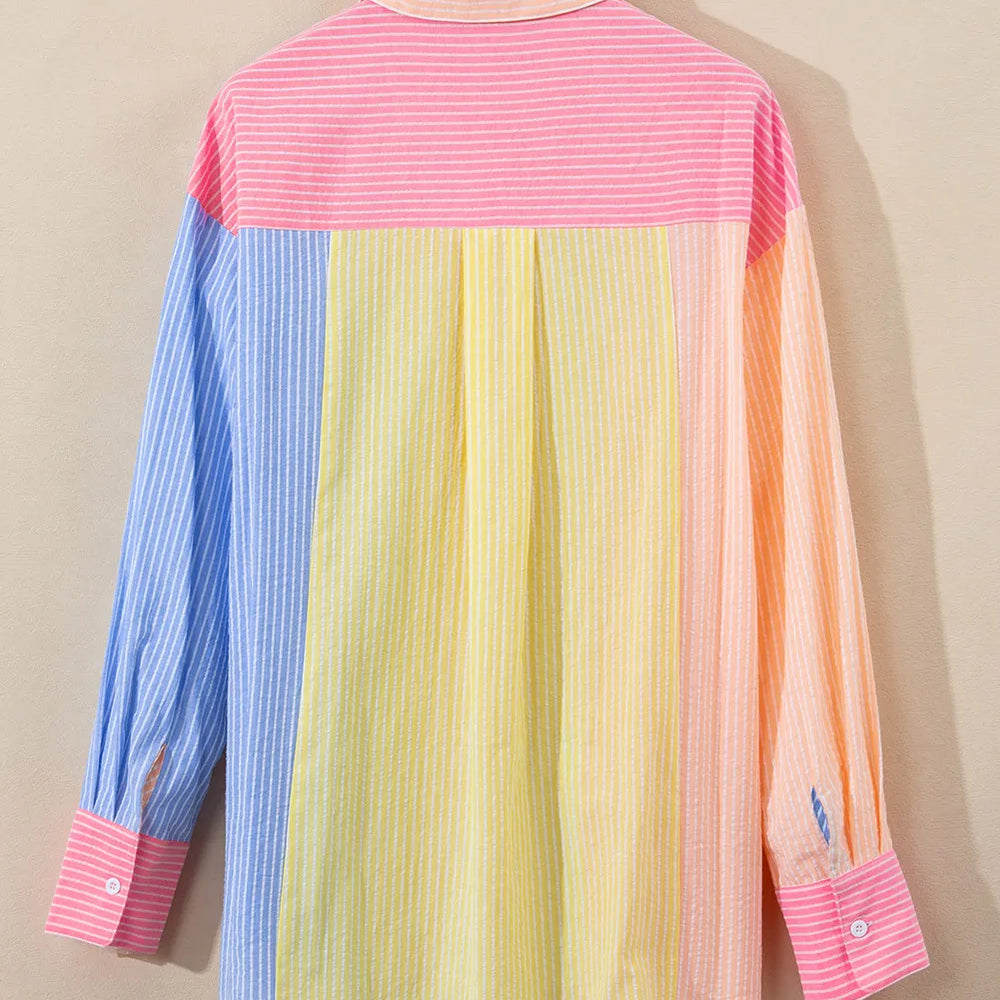 
                      
                        Striped Collared Neck Long Sleeve Shirt
                      
                    