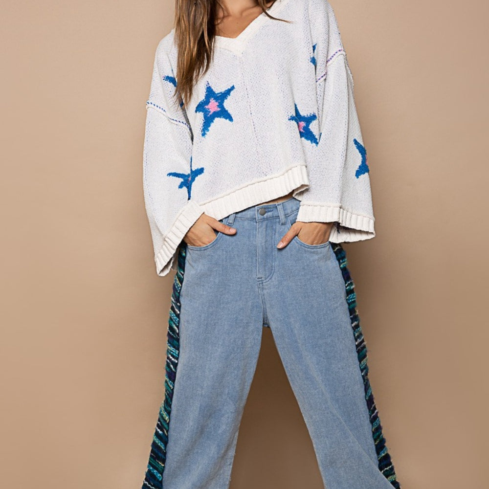 
                      
                        Long Sleeve Star Patch Sweater
                      
                    