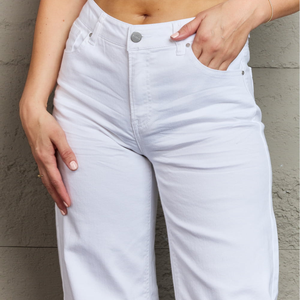 
                      
                        RISEN Raelene High Waist Wide Leg Jeans in White
                      
                    