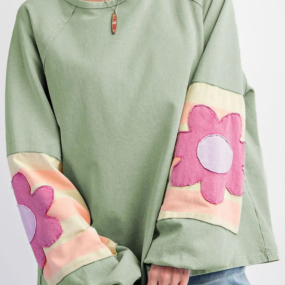 
                      
                        Flower Patch Round Neck Balloon Sleeve Top
                      
                    