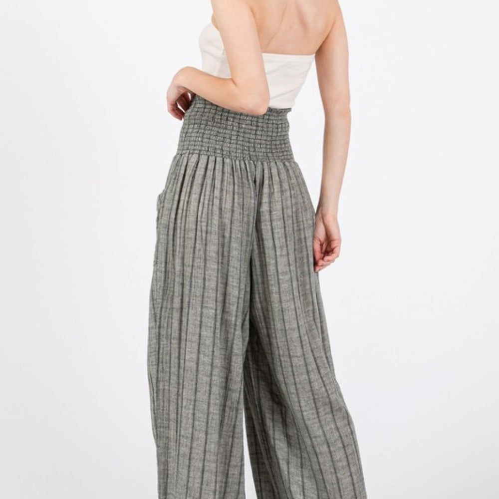 Cotton Gauze Wash Stripe Pants