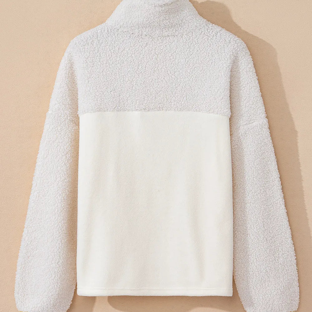 
                      
                        Mock Neck Long Sleeve Sherpa Sweatshirt
                      
                    