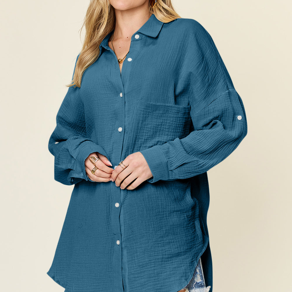 
                      
                        Pocketed Texture Button Up Shirt
                      
                    