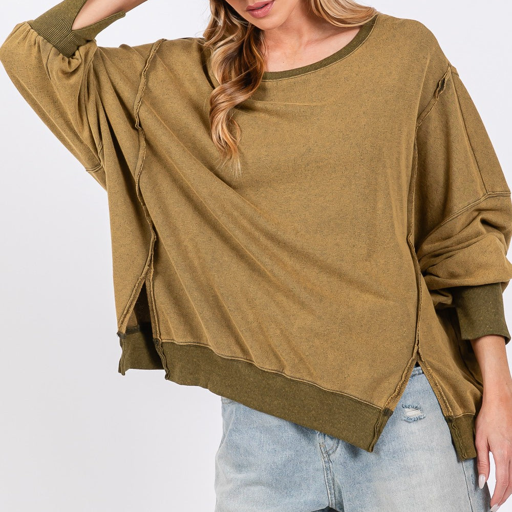 
                      
                        Mineral Wash Side Slit Oversized Sweatshirt
                      
                    