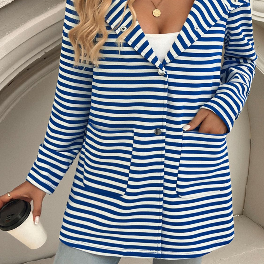 
                      
                        Striped Long Sleeve Hooded Outerwear
                      
                    