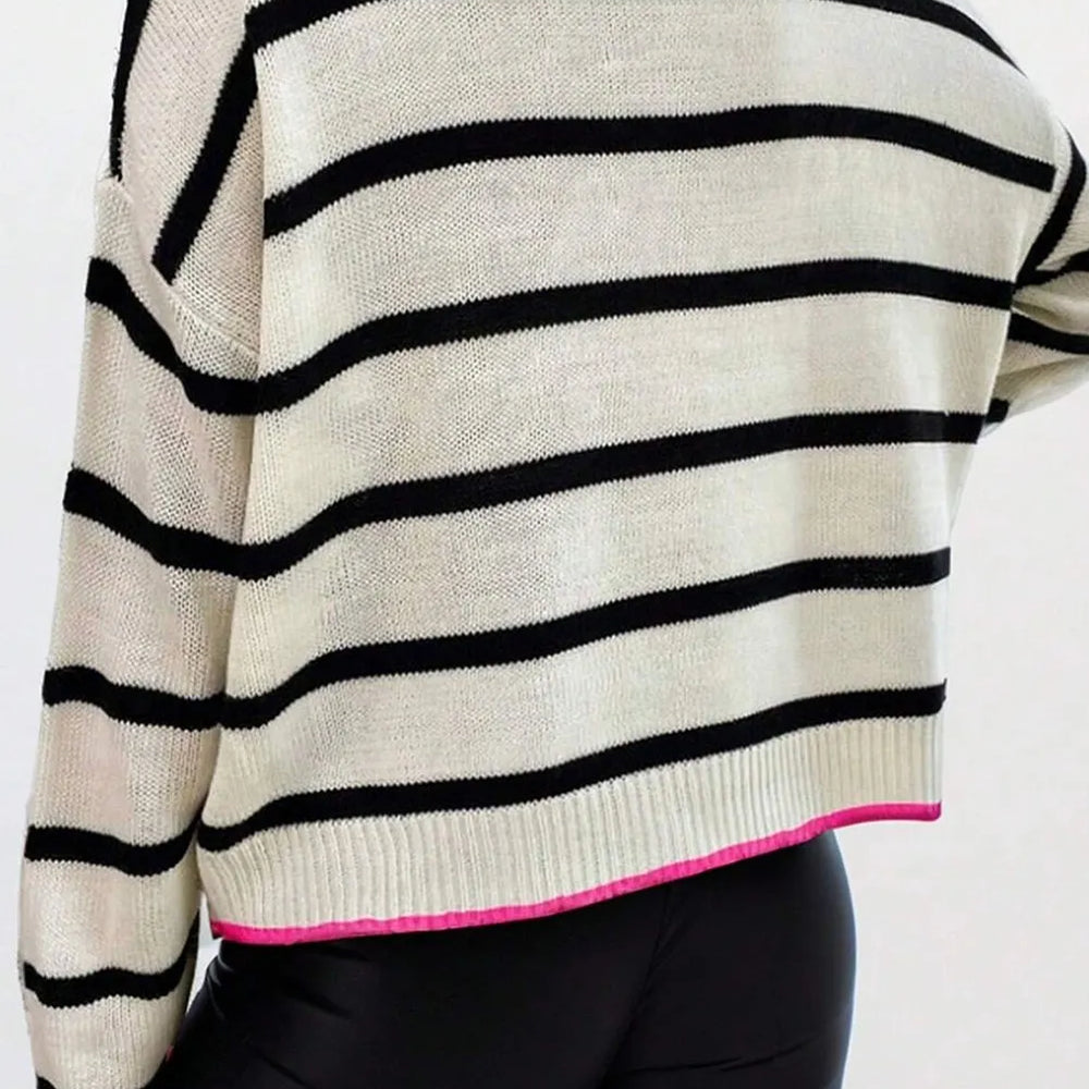 Striped Round Neck Long Sleeve Sweater