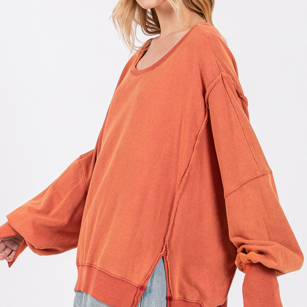 Mineral Wash Side Slit Oversized Sweatshirt