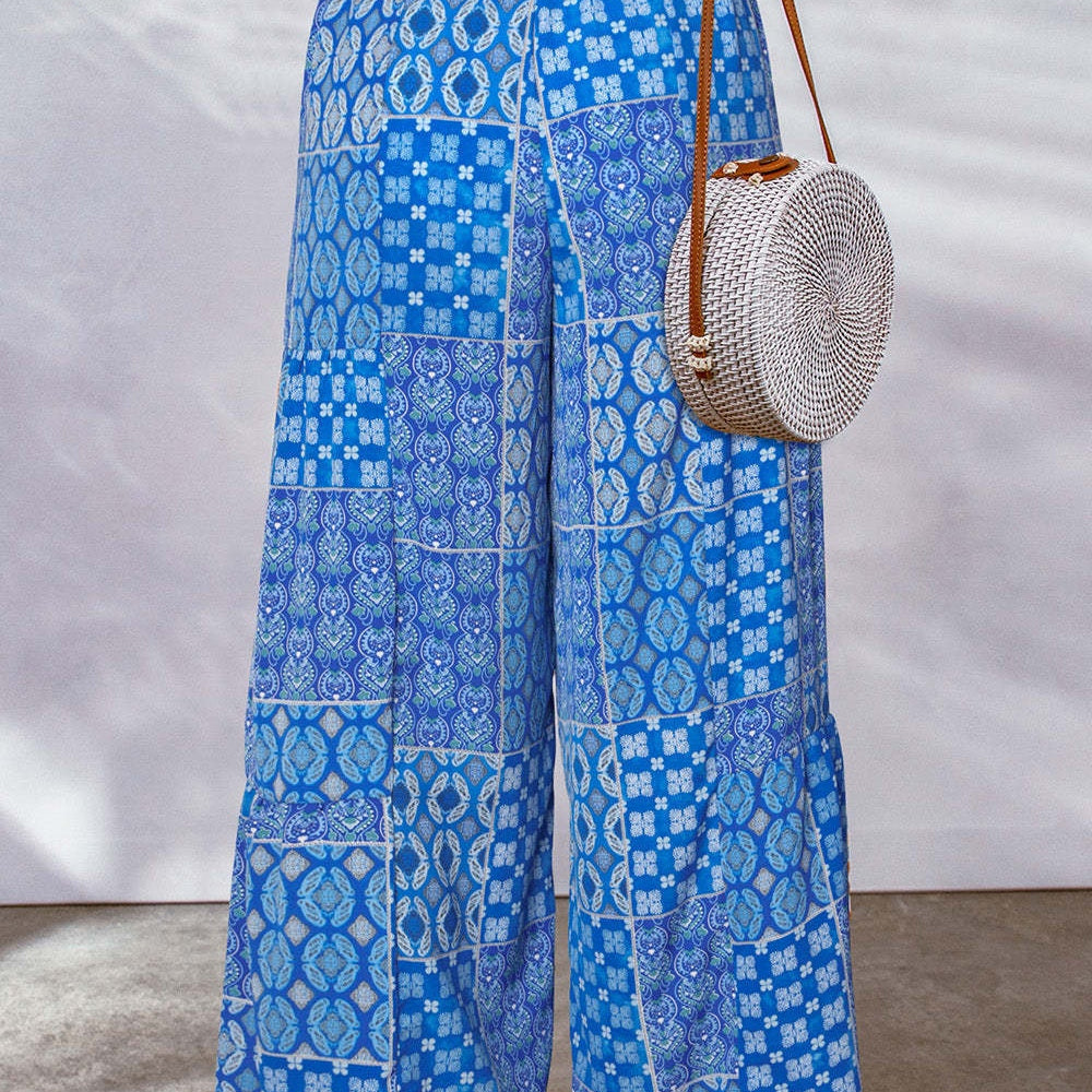 
                      
                        Drawstring Printed Wide Leg Pants
                      
                    