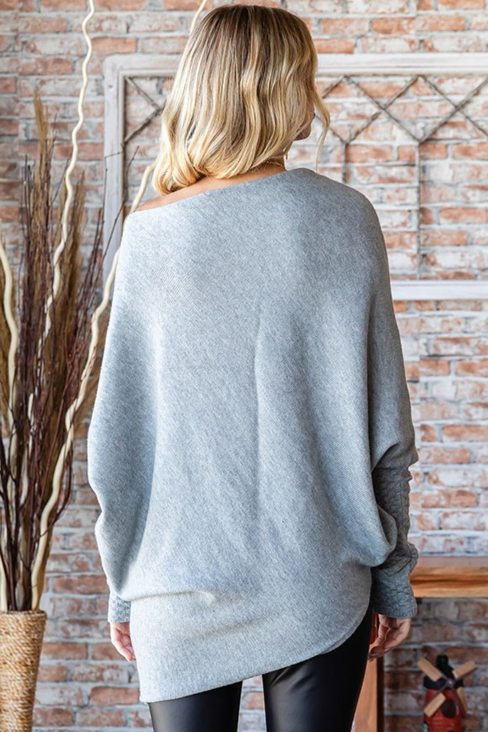 Asymmetrical Hem Dolman Sleeve Sweater