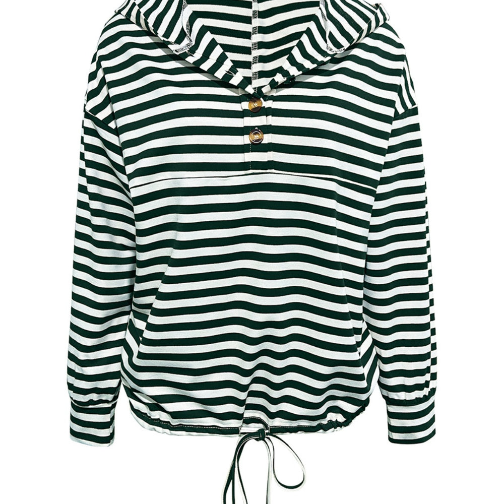 
                      
                        Drawstring Striped Long Sleeve Hoodie
                      
                    