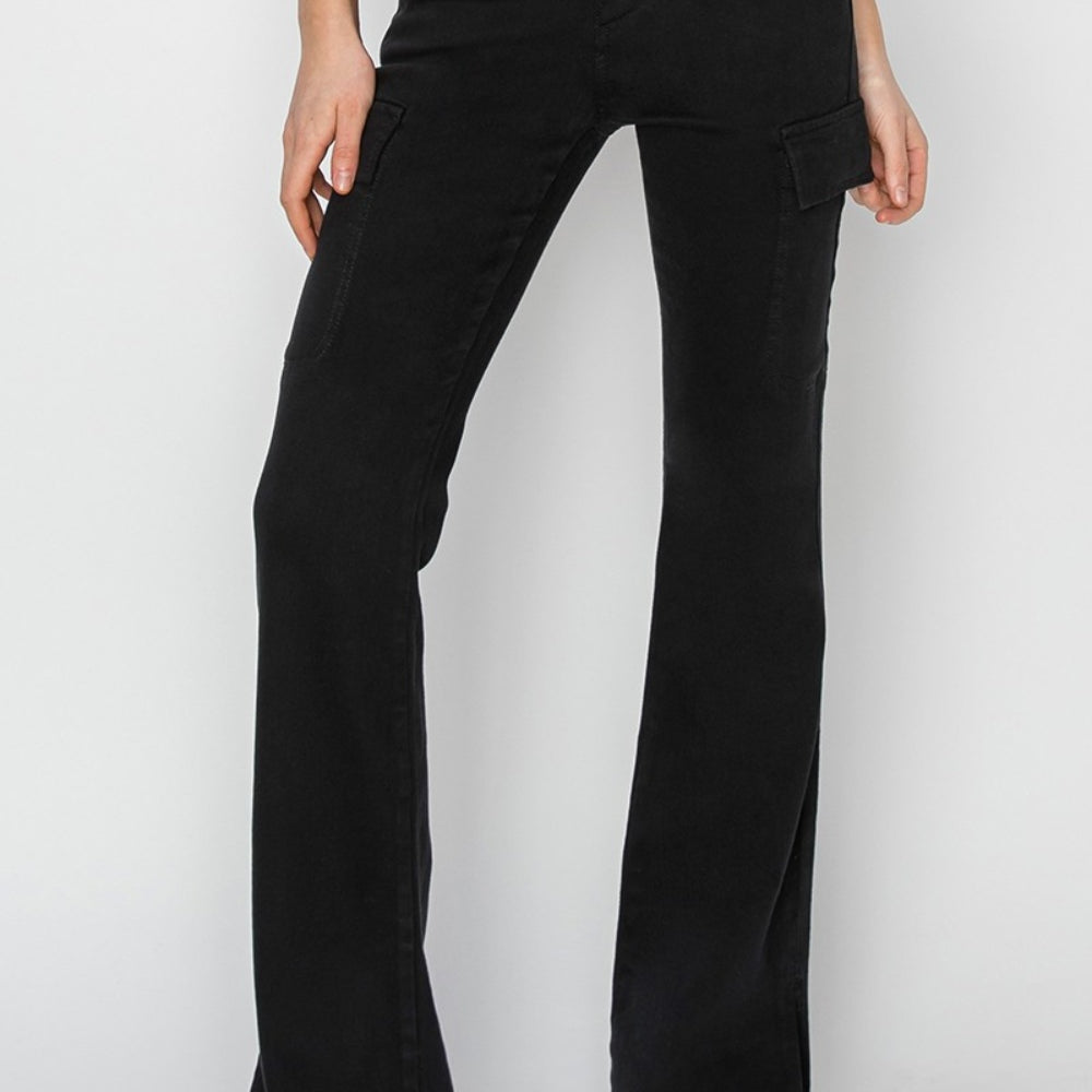 Risen High Rise Side Slit Cargo Bootcut Jeans