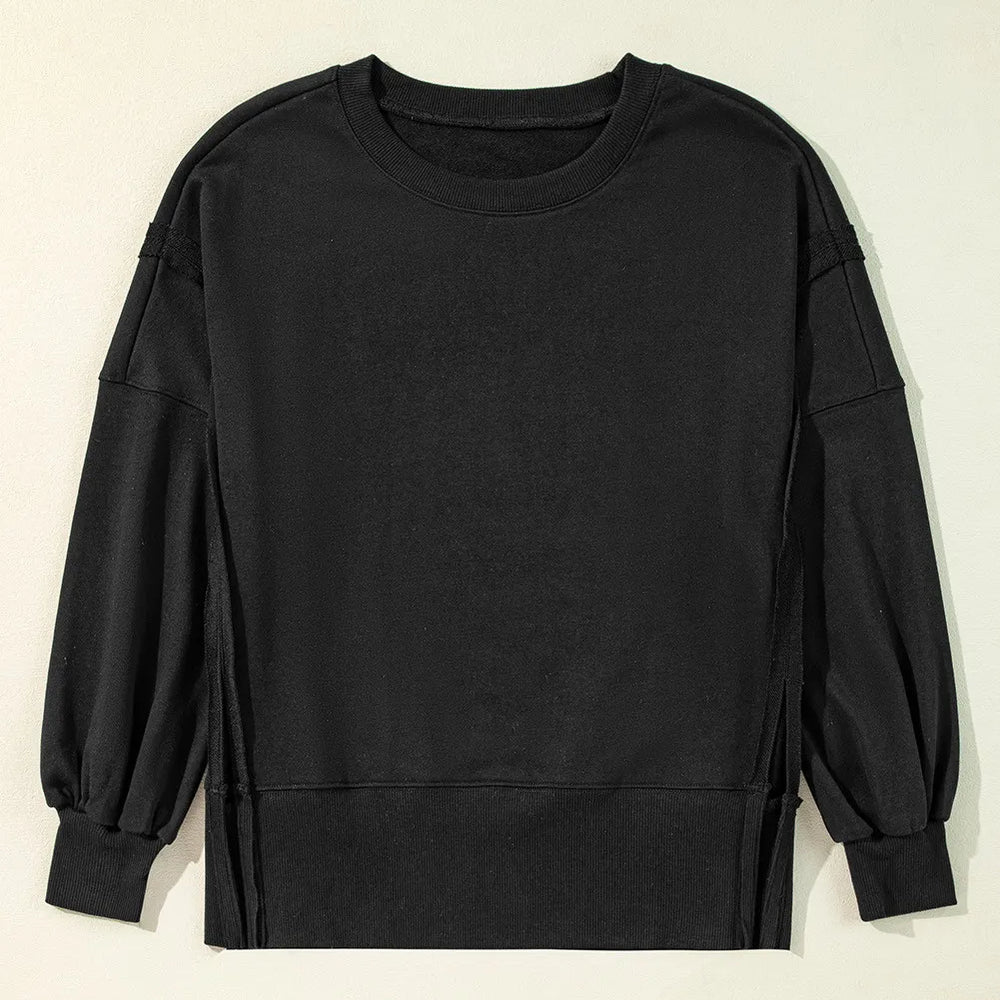 
                      
                        Exposed Seam Round Neck Long Sleeve Sweatshirt
                      
                    