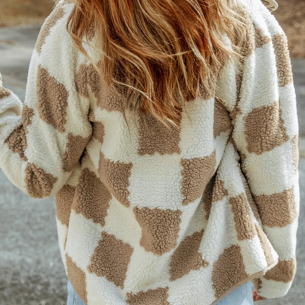 
                      
                        Checkered Snap Down Long Sleeve Jacket
                      
                    