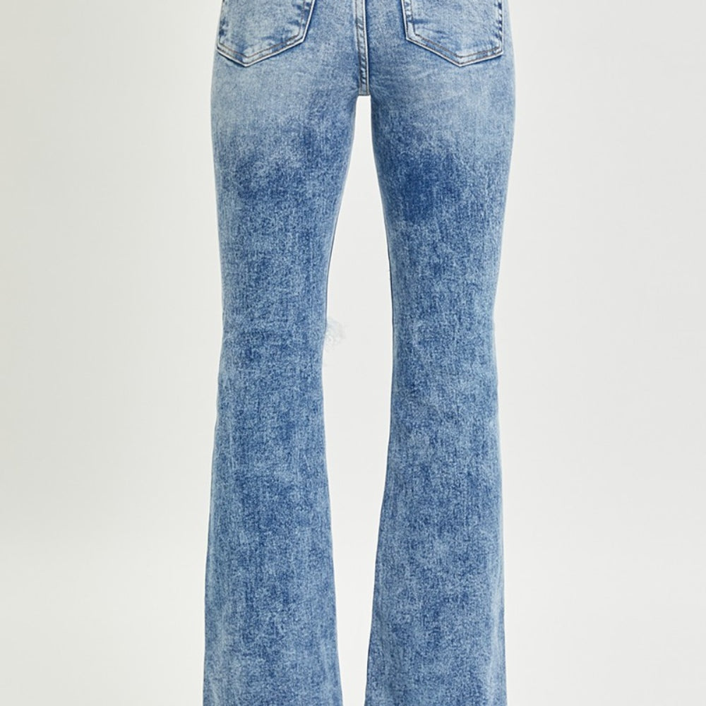 
                      
                        RISEN High Rise Distressed Flare Jeans
                      
                    