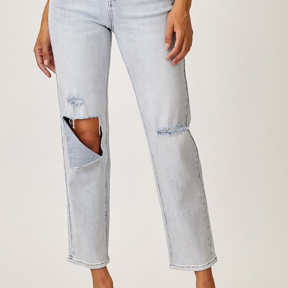 RISEN High Rise Distressed Relaxed Jeans