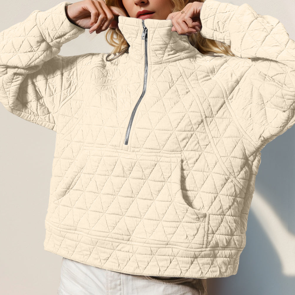 
                      
                        Half Zip Long Sleeve Quilted Sweatshirt with Pocket
                      
                    