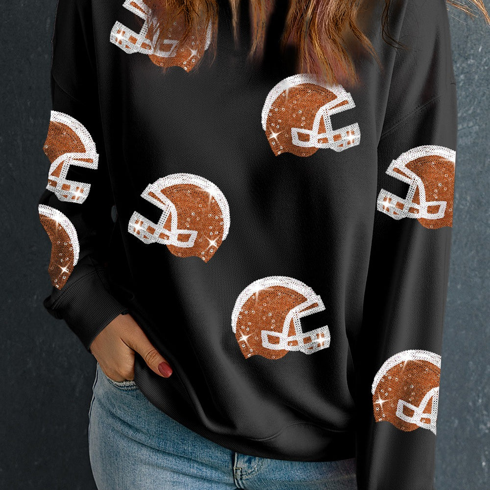 Sequin Round Neck Long Sleeve Sweatshirt