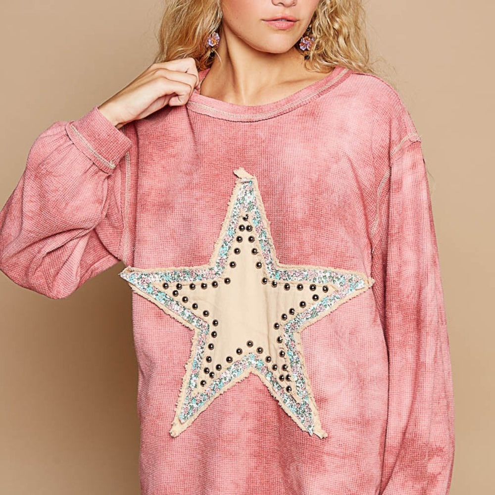 
                      
                        Washed Star Patch With Studded Top
                      
                    