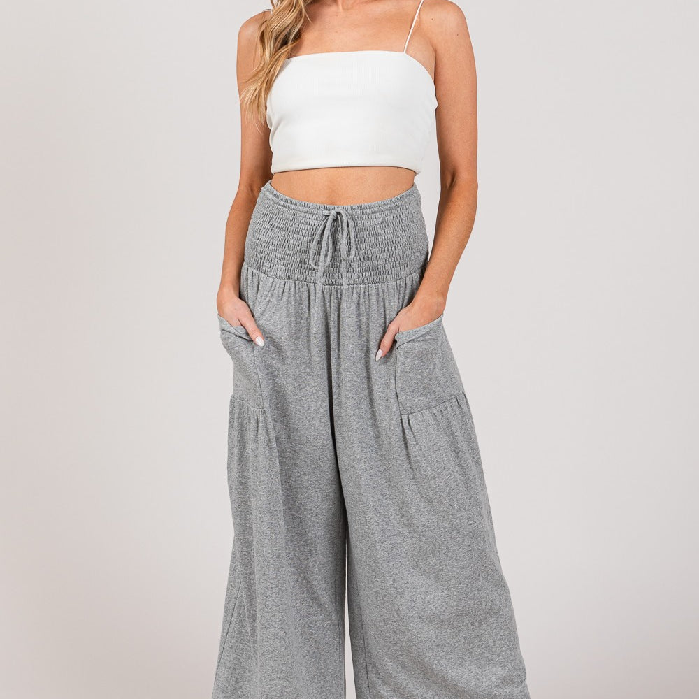 
                      
                        Drawstring Smocked High Waist Pants
                      
                    