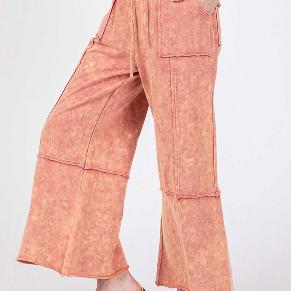 
                      
                        Mineral Washed Terry Wide Leg Pants
                      
                    