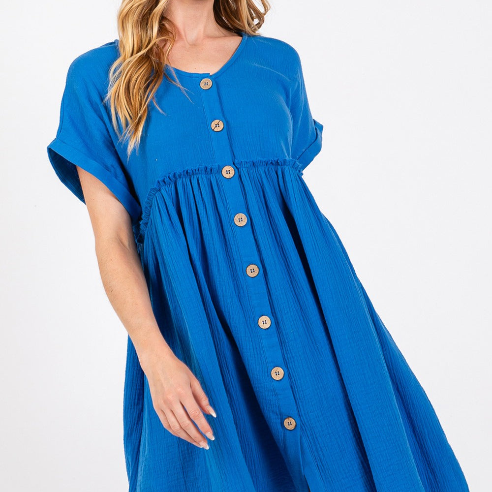 
                      
                        Button Up short Sleeve Dress
                      
                    